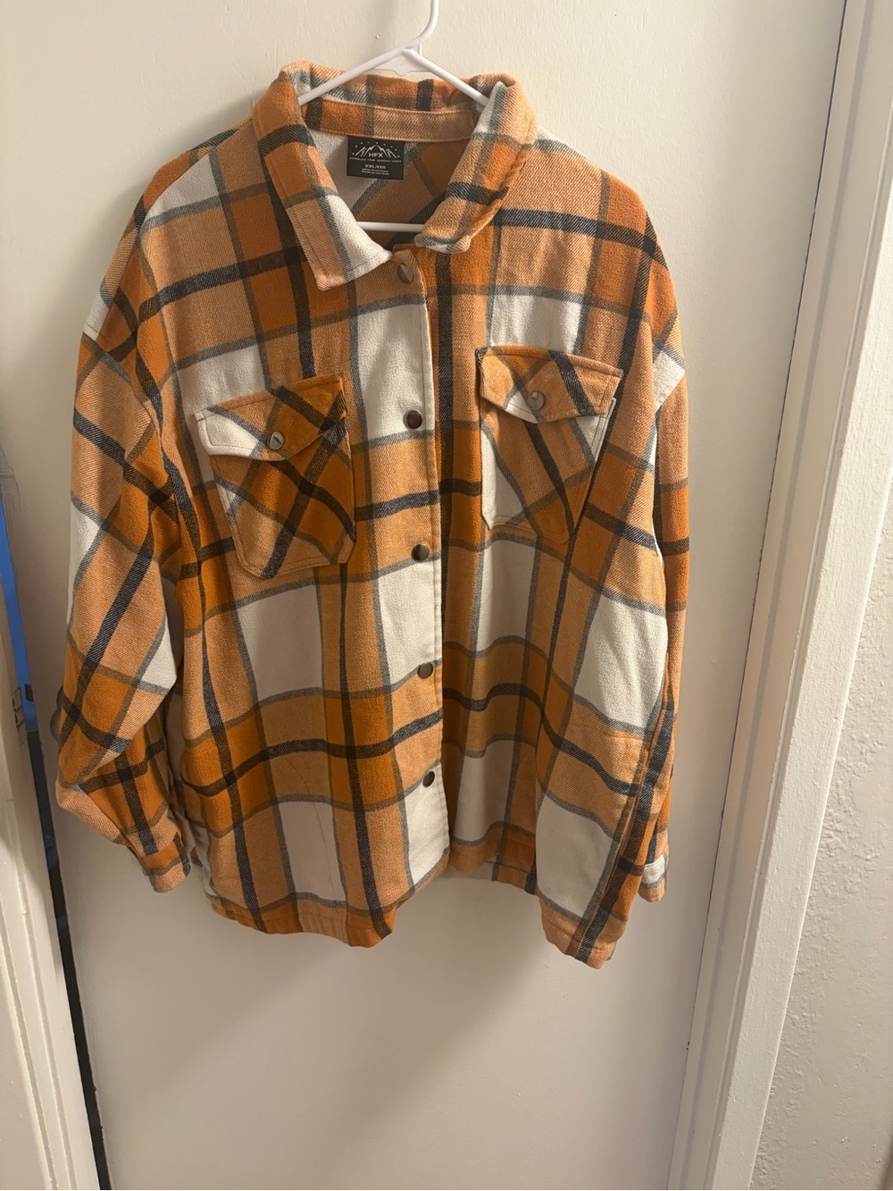 HFX Men's Plaid Flannel Shirt Jacket Shacket Size XXL Orange